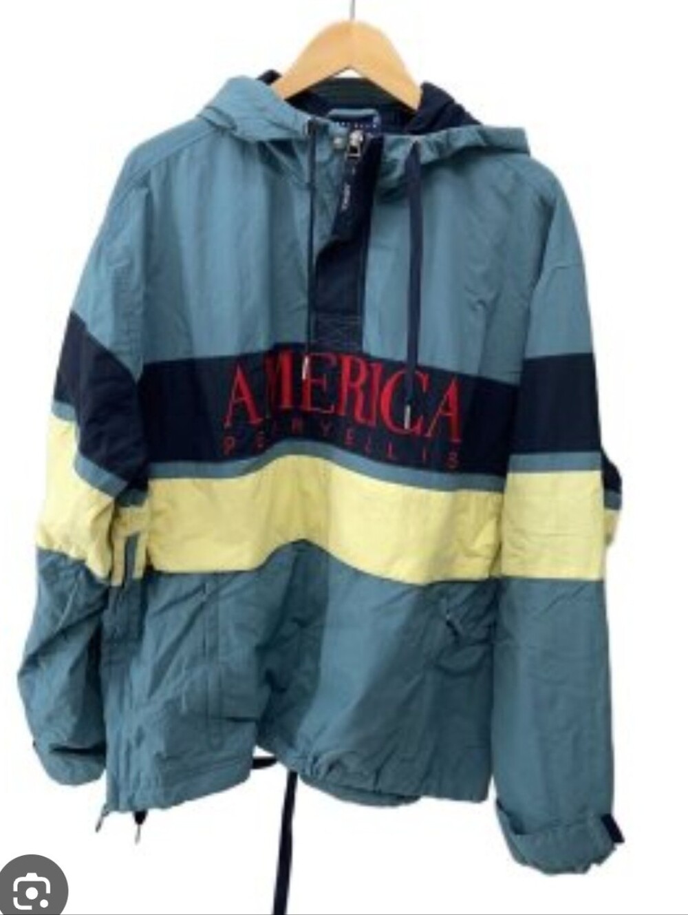 Perry Ellis Y2K Hooded Colorblock Windbreaker in Blue, Yellow & Black NWT